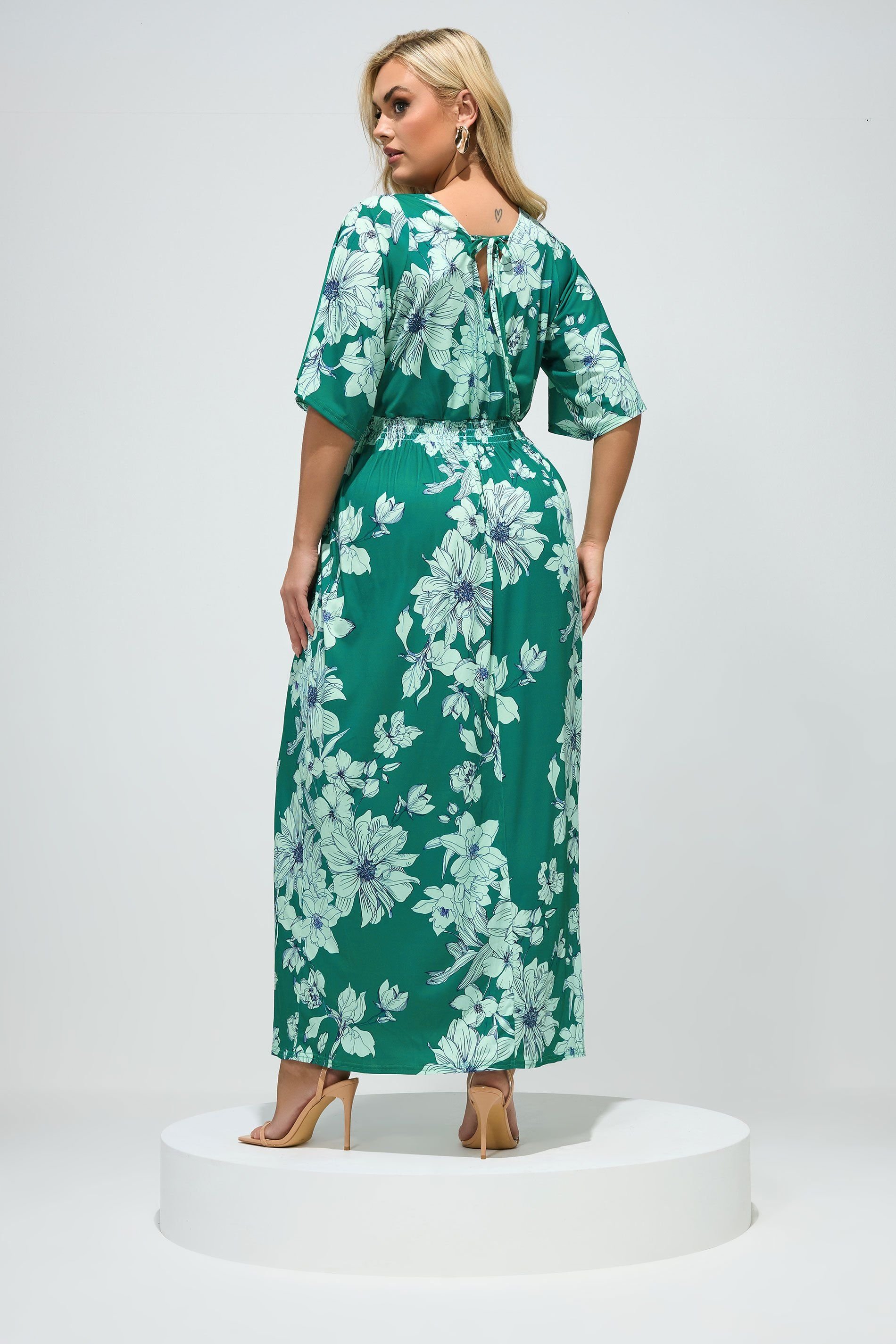Yours Yours Women's Floral Print Maxi Dress in Green - 4