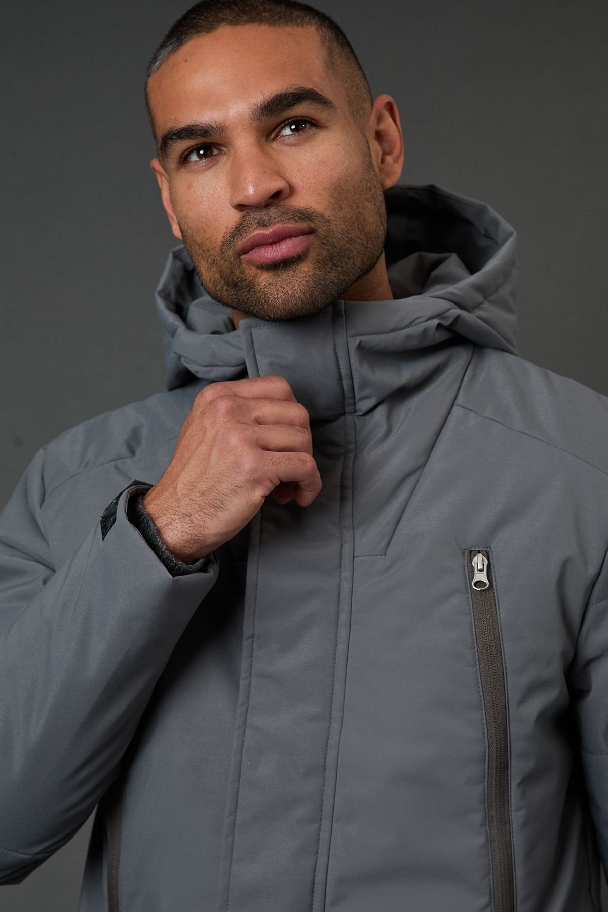 Burton Burton Men's Grey Quilted Long Coat in Dark Grey - 4