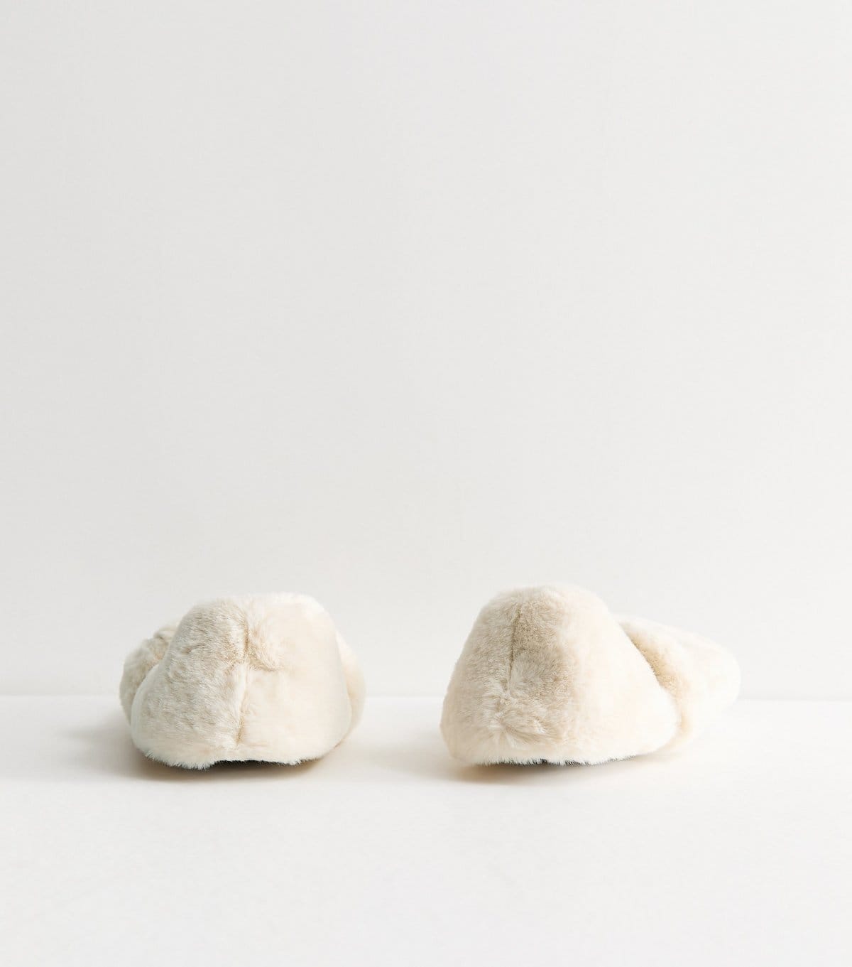 New Look Women's Off White Faux Fur Mary Jane Ballet Slippers Vegan New Look - 4