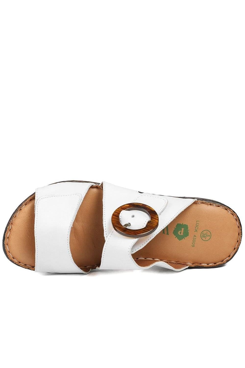 Pavers Pavers Women's Wide Fit Leather Adjustable Fasten Sandals in White - 4