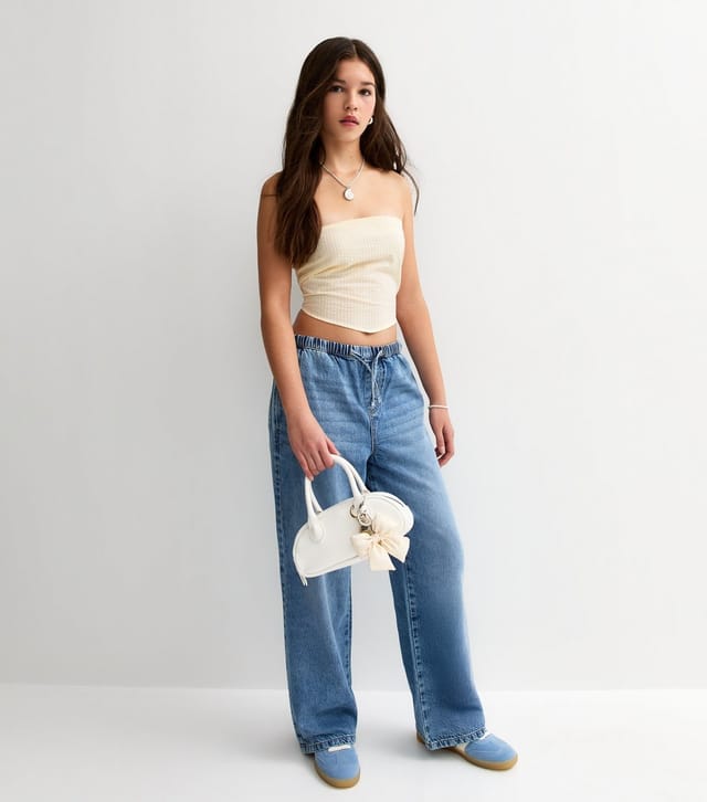 New Look Girls' Yellow Striped Hanky Hem Bandeau Top New Look - 3