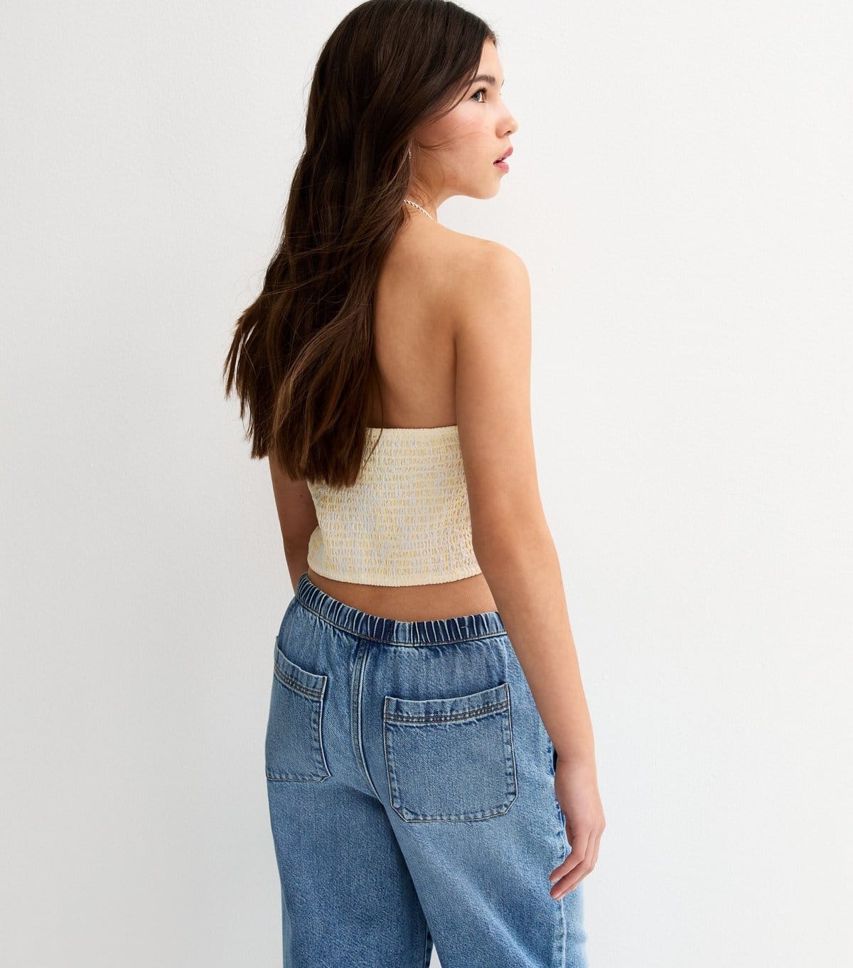 New Look Girls' Yellow Striped Hanky Hem Bandeau Top New Look - 4