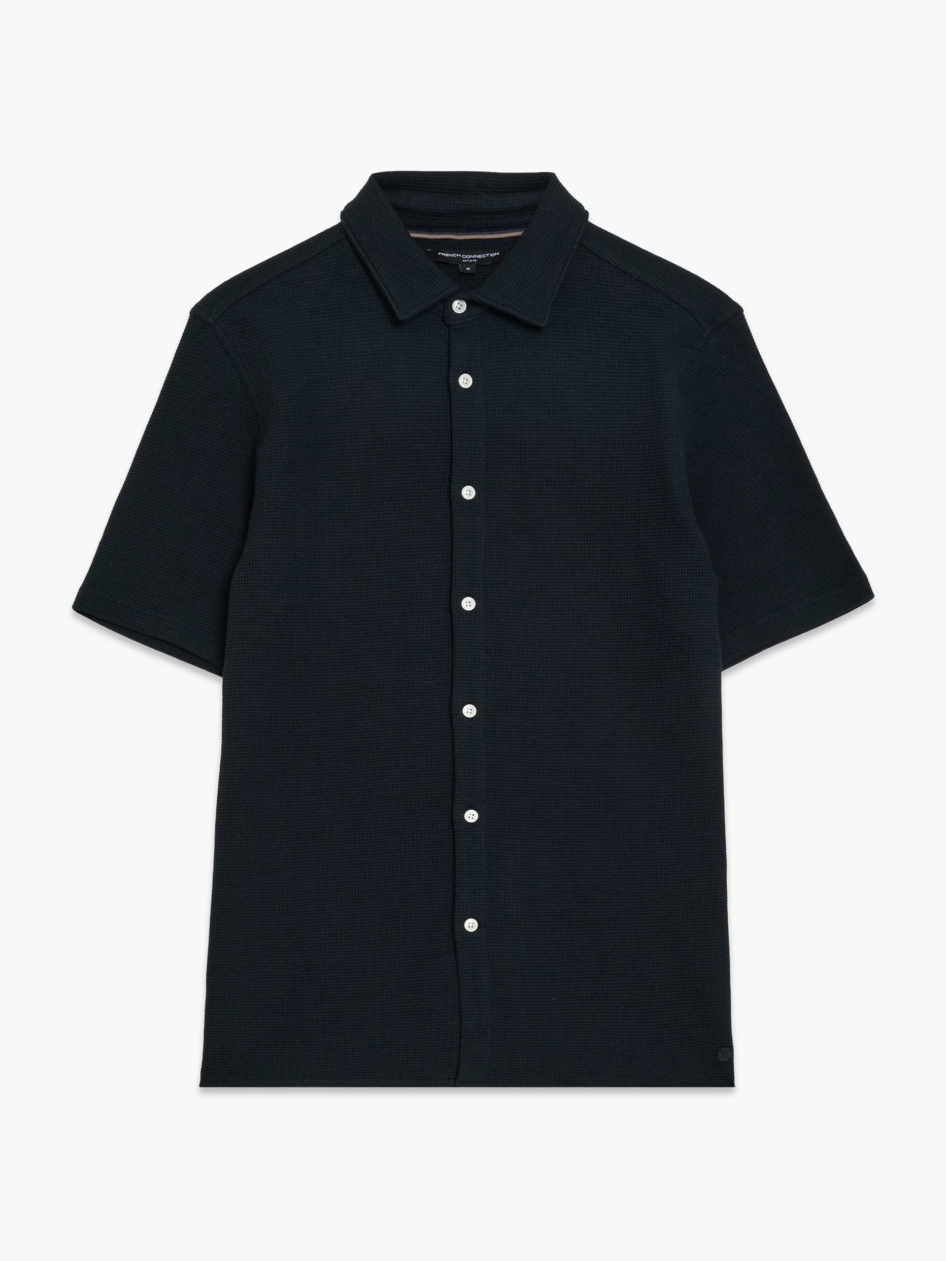 French Connection Short Sleeve Textured Shirt Navy Blue