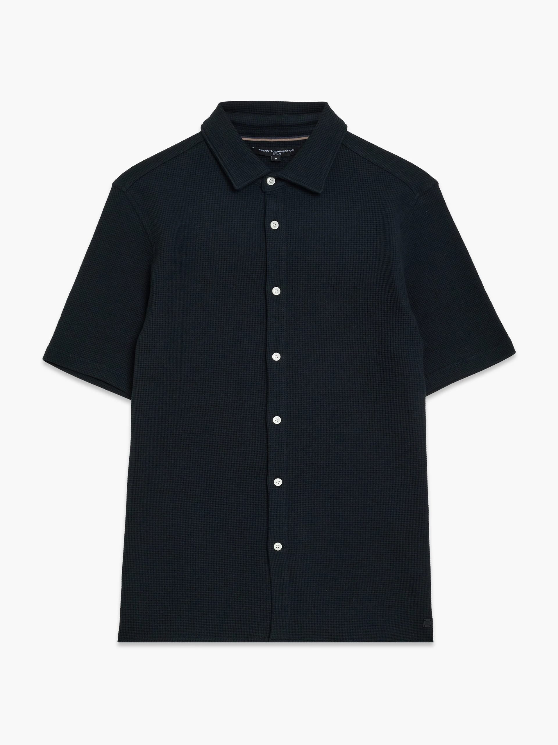 French Connection Navy Blue Textured Short Sleeve Shirt