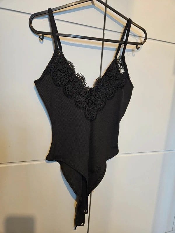 New Look Black Lace Trim Bodysuit