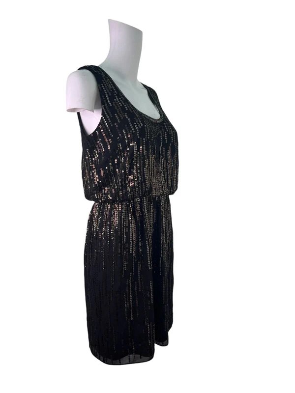 Monsoon Monsoon Blouson Dress Size Small 10 Black Sequin Party Womens NEW EU38 RRP £125* - 1