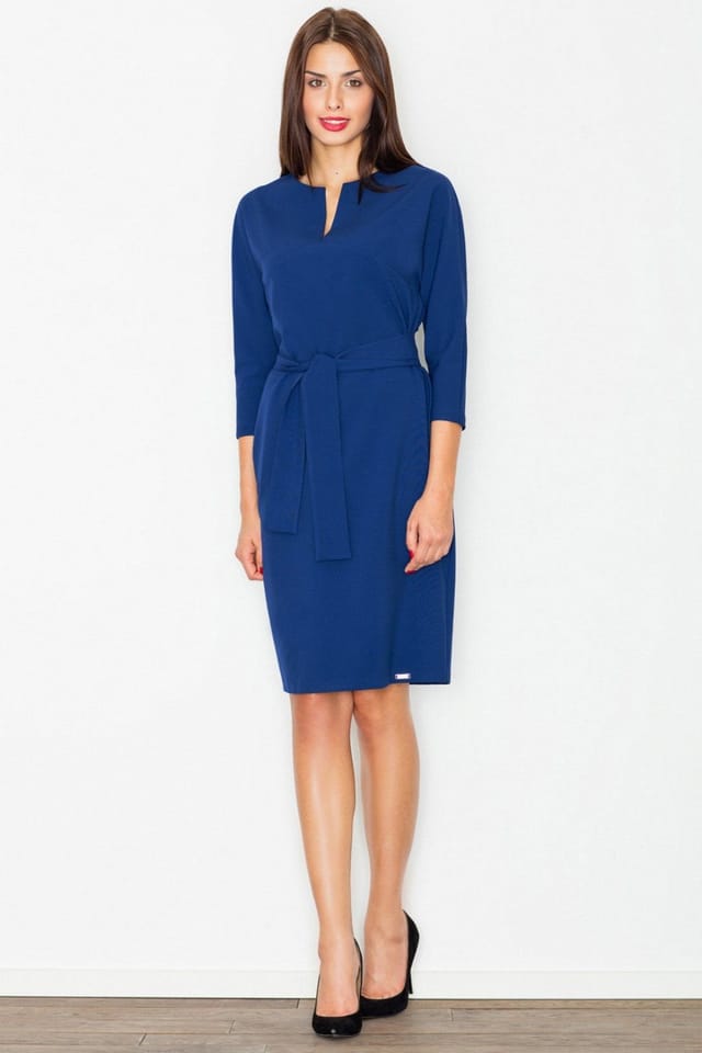Love Lace Love Lace Women's Elegant Midi Dress Round Neck Kimono Sleeve in Blue - 2