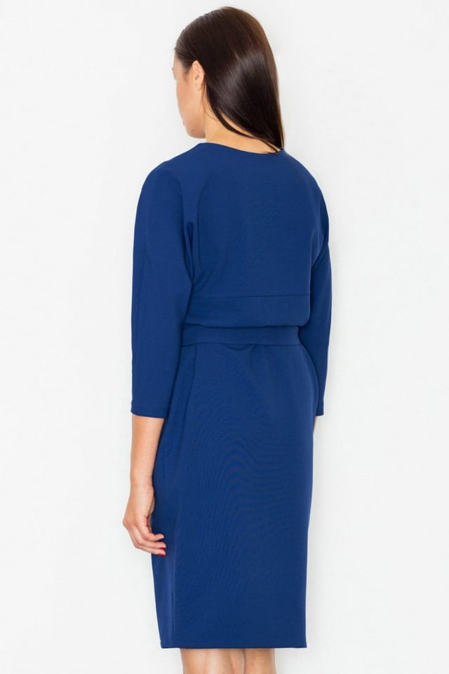 Love Lace Love Lace Women's Elegant Midi Dress Round Neck Kimono Sleeve in Blue - 3