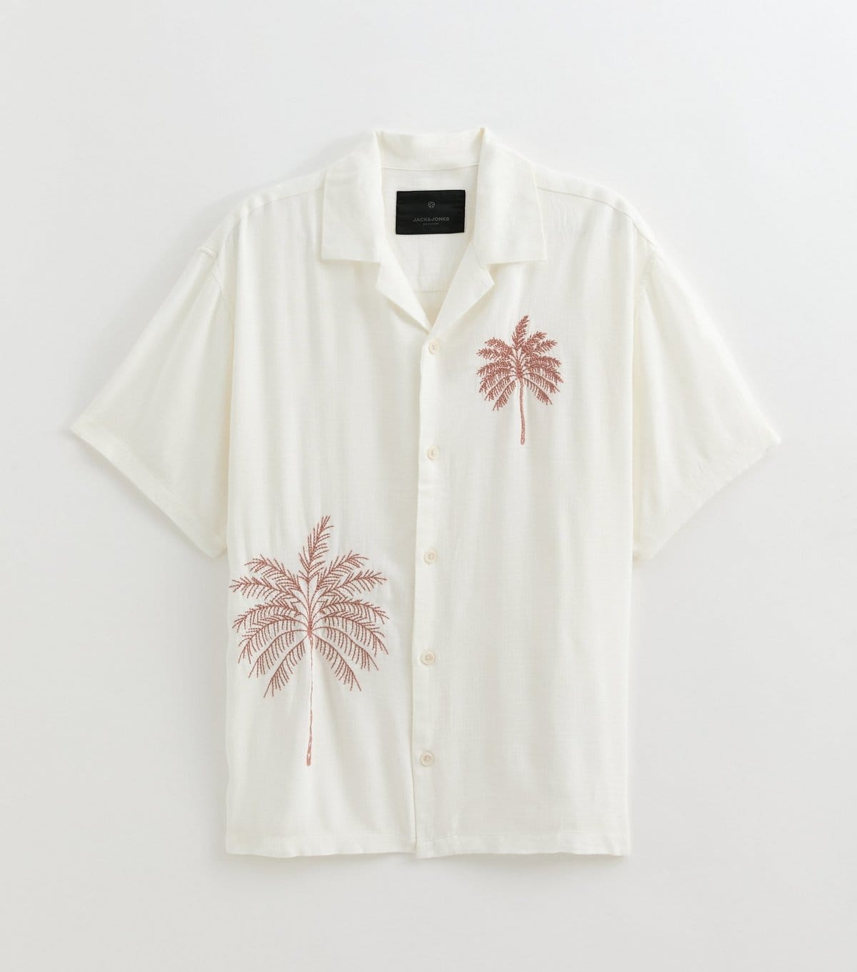 Jack & Jones White Embroidered Palm Tree Shirt