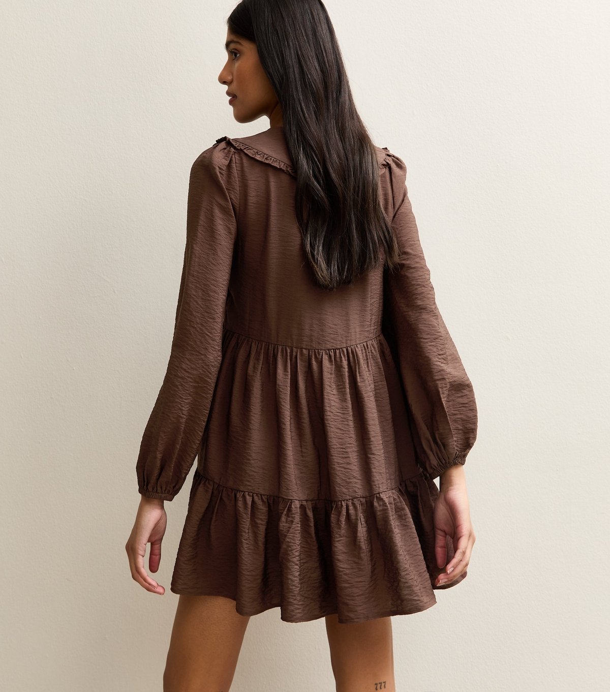New Look Women's Brown Oversized Collar Mini Smock Dress New Look - 4