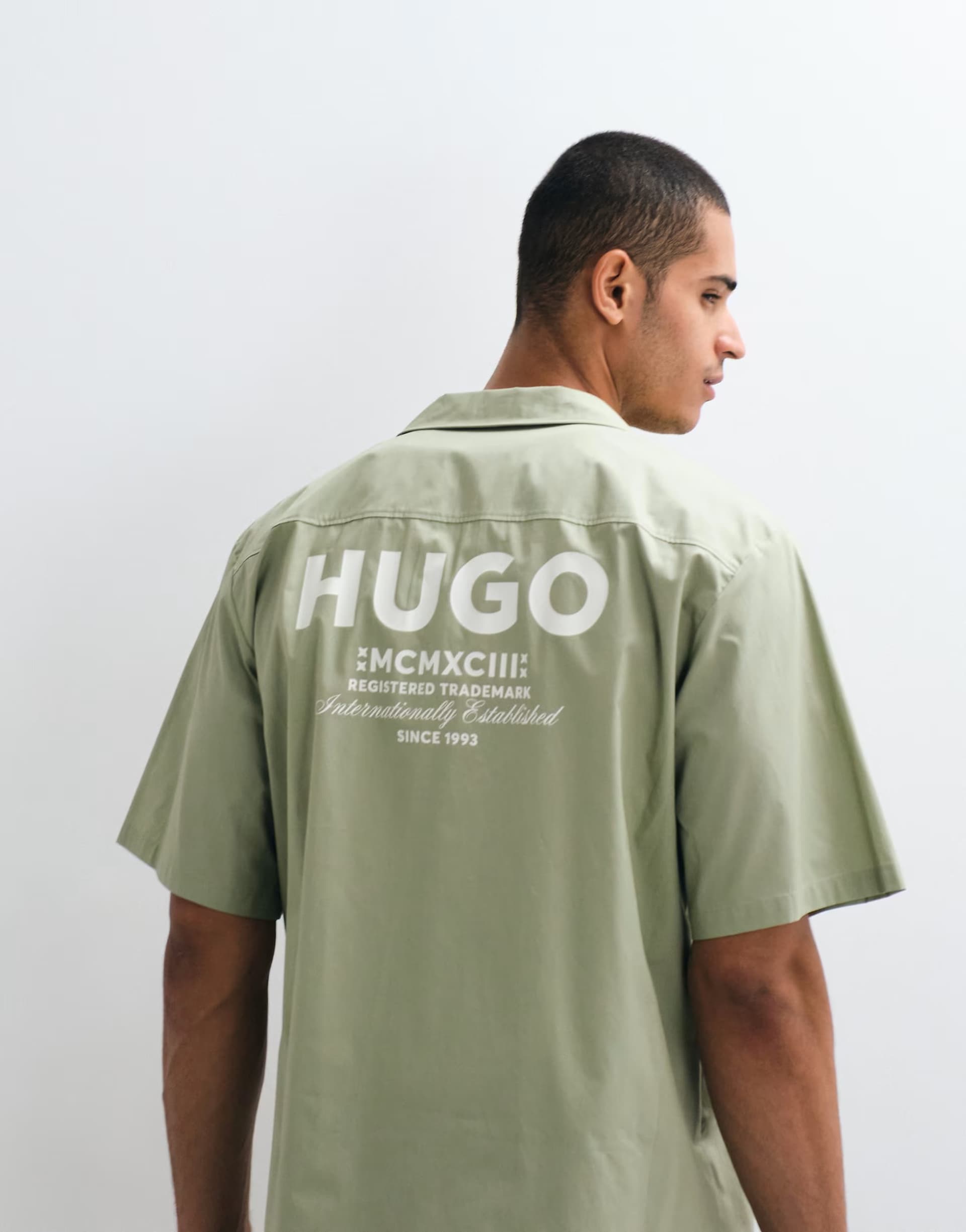ASOS HUGO Blue Eligino relaxed fit revere collar shirt in mid green