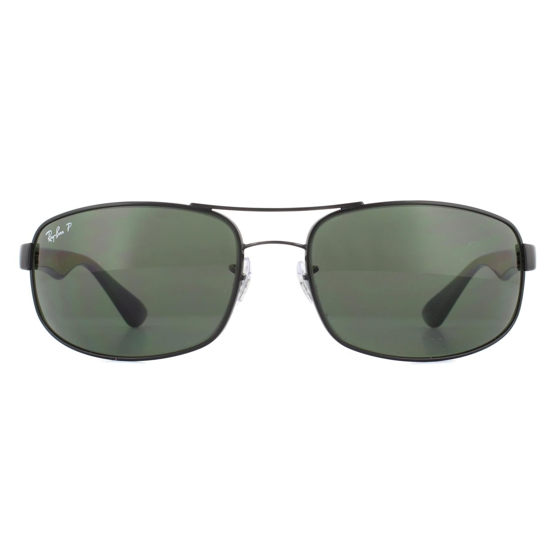 Ray-Ban Ray-Ban Men's Rectangle Black Green Polarized 3445 Sunglasses