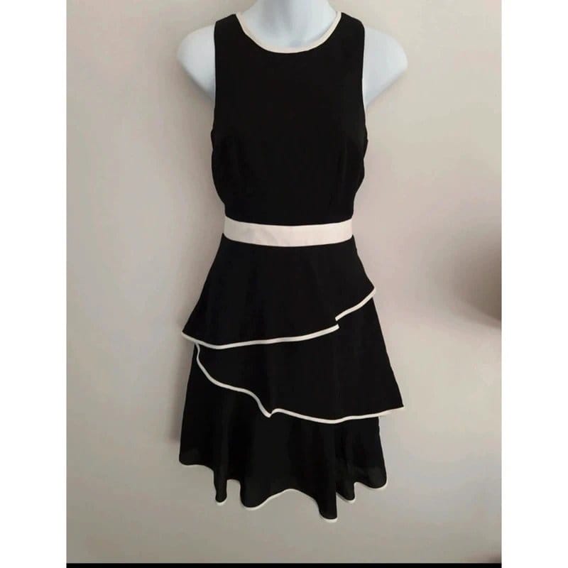 Coast Black & White Tiered Midi Dress