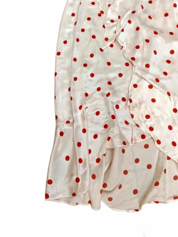 Topshop Topshop White Red Polka Dot Satin full wrap ruffle Wrap Skirt uk 8