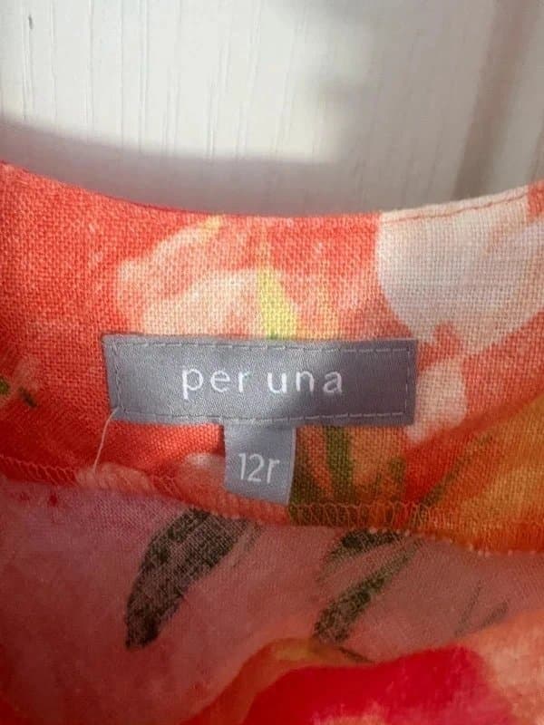 Per Una Y2K Per Una Floral Midi Dress Orange Pink Summer Size 12