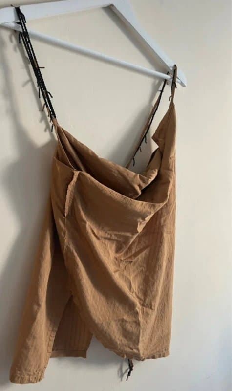 Zara 🤎 Zara Satin Drape Scarf Top Brown Open Back Festival Boho Y2K Ibiza Cami NWT 🤎