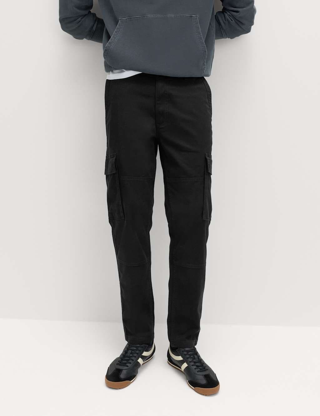 Marks & Spencer M&S Tapered Fit Stretch Cargo Trousers Black