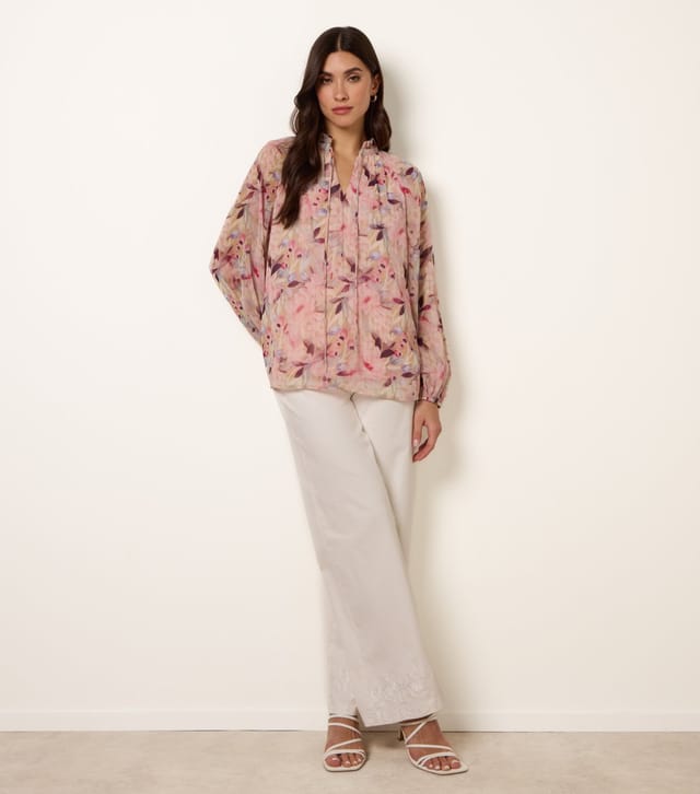 Blue Vanilla Women's Pink Floral Print Tie Front Blouse Blue Vanilla New Look - 3