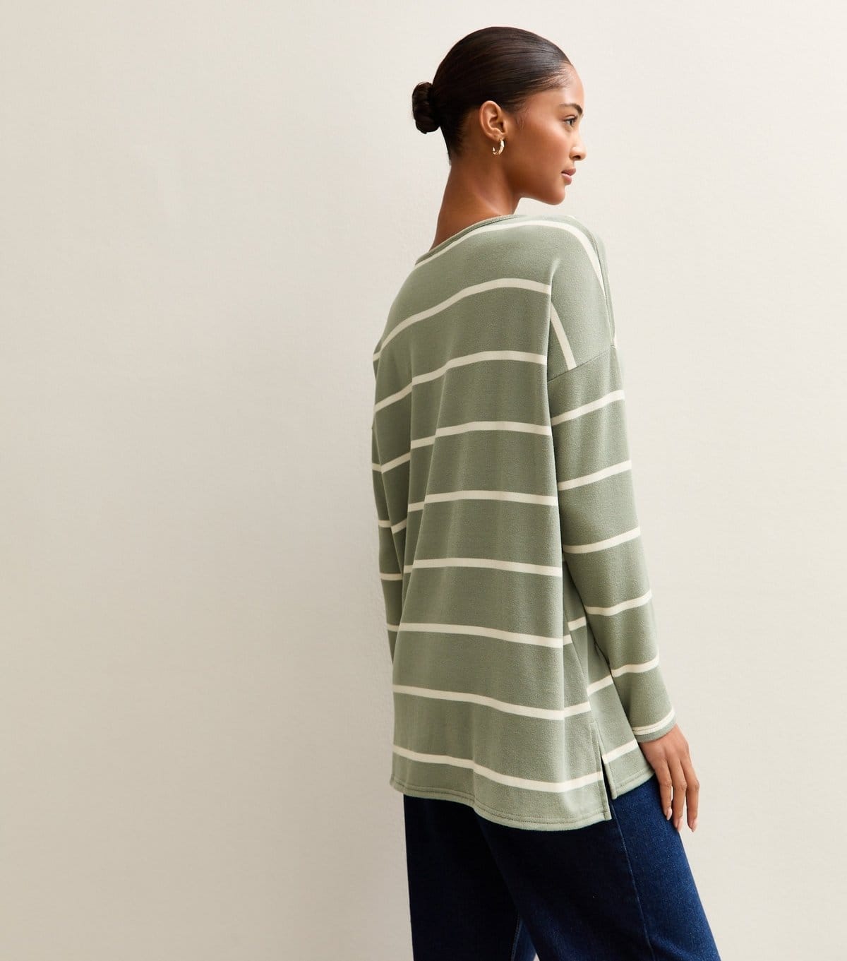 New Look Women's Green Soft Touch Striped Long Sleeve Top New Look - 4