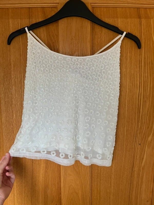 Topshop Topshop white sequin top
