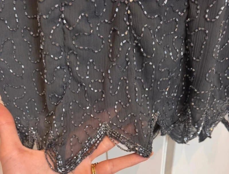 Topshop Size 6 UK  Vintage Y2K Topshop silver sequin  embellished beaded 3-4 sleeve mini dress