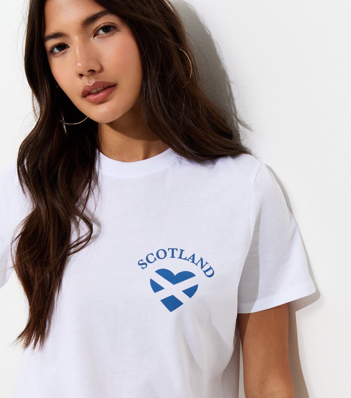 New Look Women's White Cotton Scotland Heart Print Relaxed T-Shirt New Look