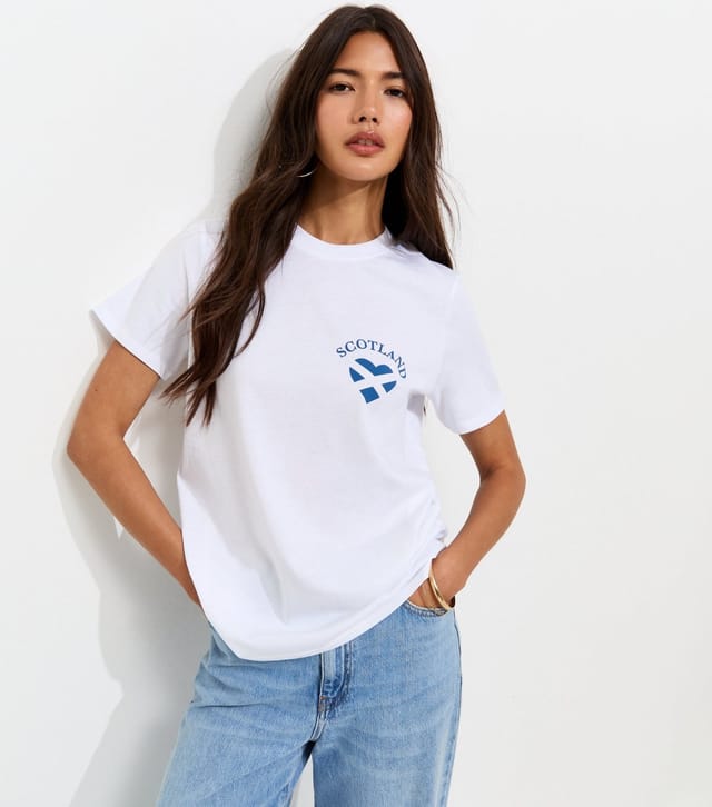 New Look Women's White Cotton Scotland Heart Print Relaxed T-Shirt New Look - 2