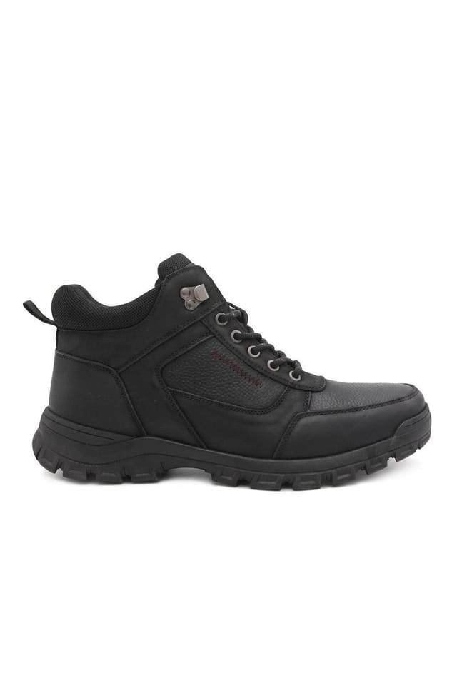 Pavers Pavers Men's Wide Fit Leather Lace Up Rugged Boots in Black - 2