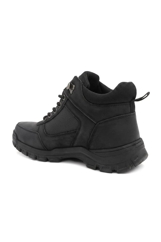 Pavers Pavers Men's Wide Fit Leather Lace Up Rugged Boots in Black - 3