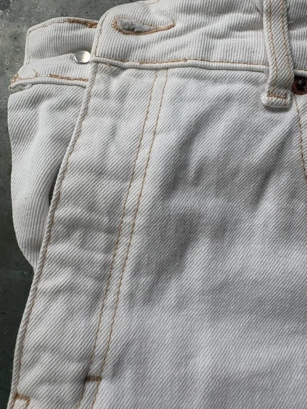 Topshop White Relaxed Flare Jeans with Brown Stitching