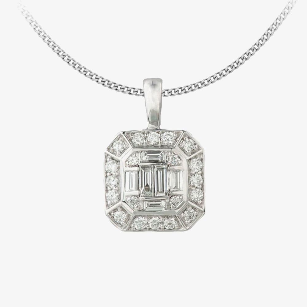 T.H.Baker T.H.Baker Women's 9ct White Gold 0.37ct Multi-cut Diamond Mosaic Pendant P3985W/37-9 in Silver