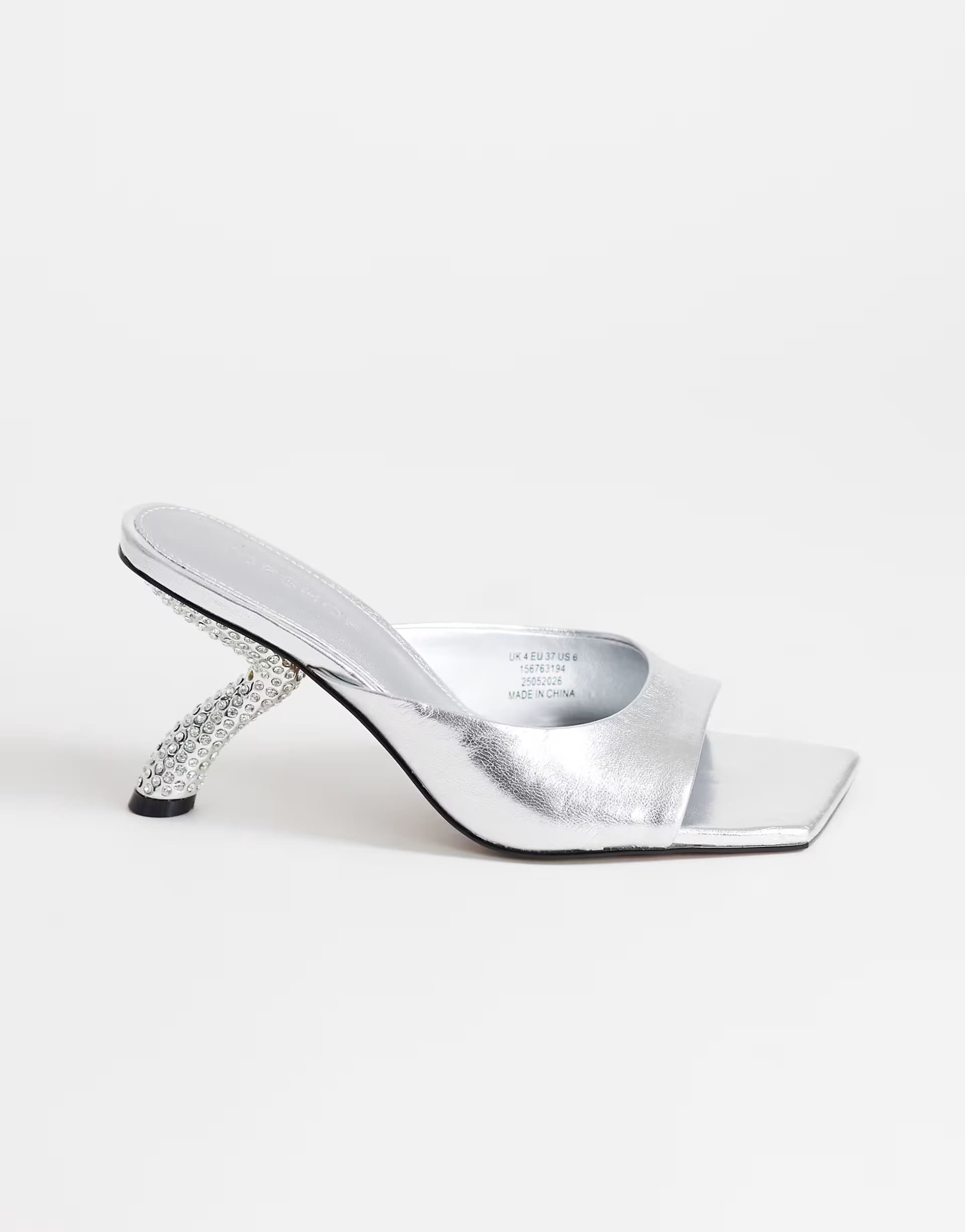 ASOS Topshop Octavia strappy high diamante heel sandal in silver