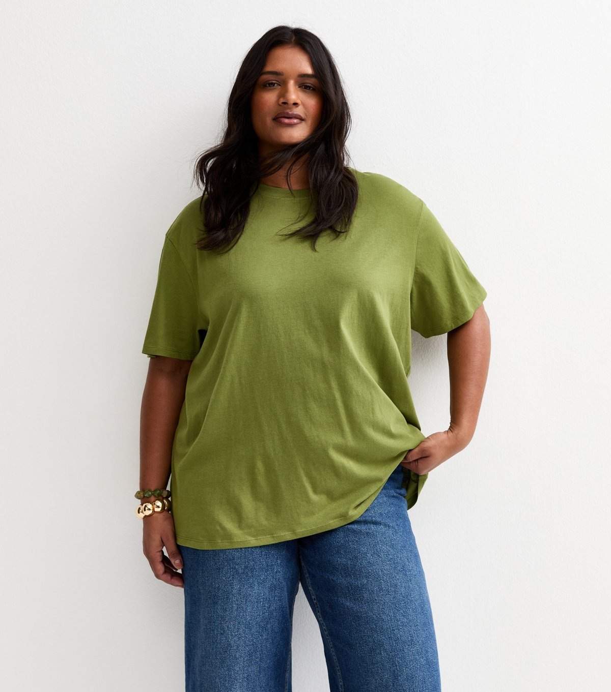 New Look Women's Plus Size Khaki Oversized T-Shirt Curves New Look - 2