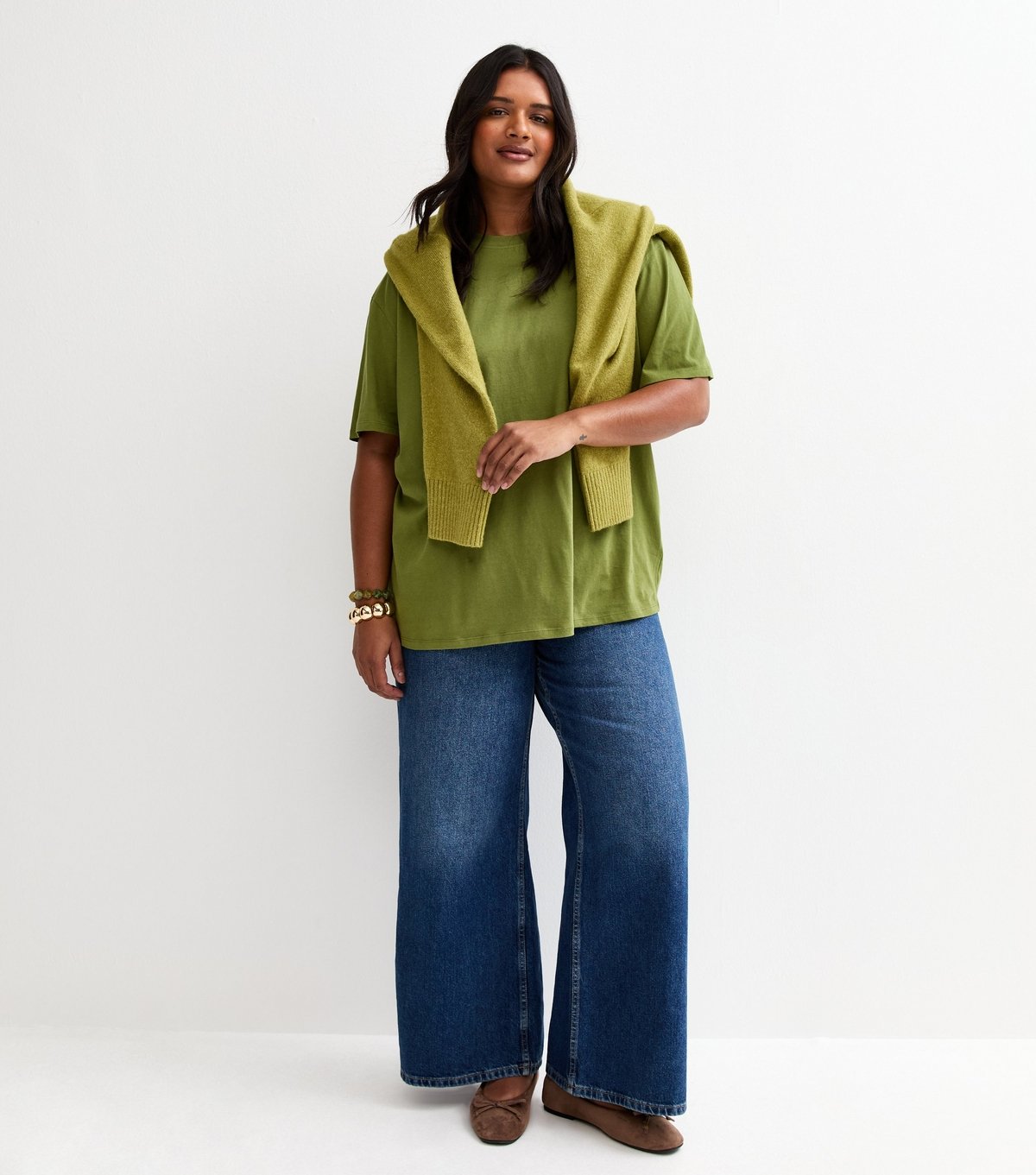 New Look Women's Plus Size Khaki Oversized T-Shirt Curves New Look - 3