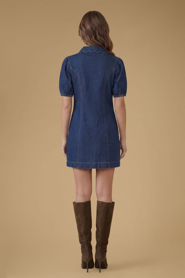 Oasis Oasis Women's Puff Sleeve Denim Mini Dress in Indigo - 2