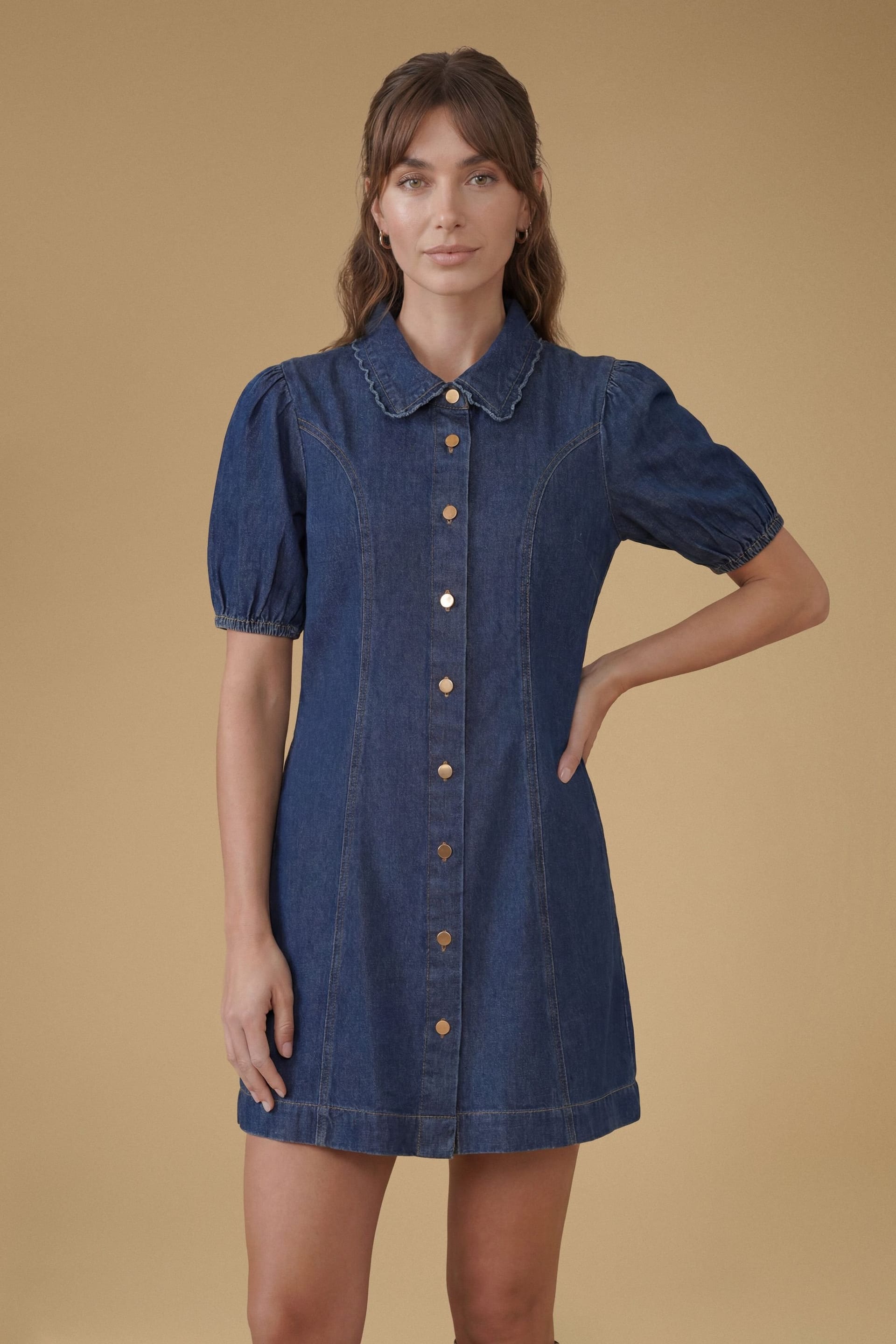 Oasis Oasis Women's Puff Sleeve Denim Mini Dress in Indigo - 4
