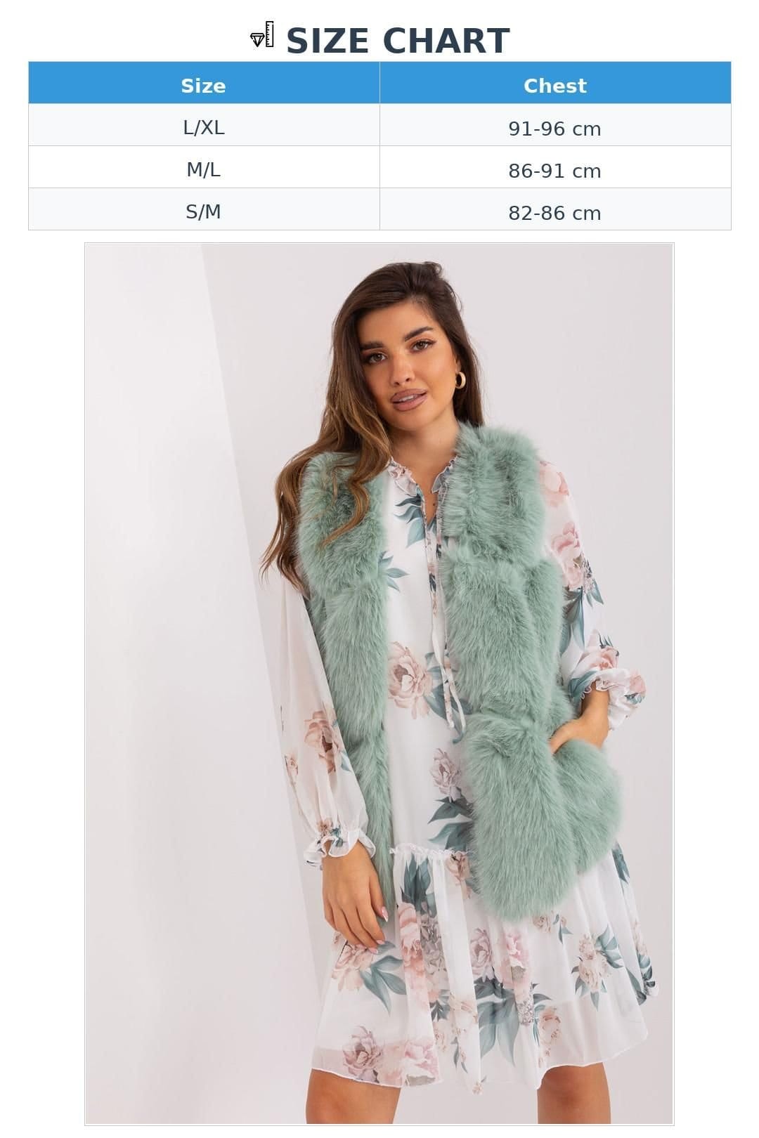Love Lace Love Lace Women's Soft Polyester Fur Gilet Vest with Pockets Style 187532 in Green - 4