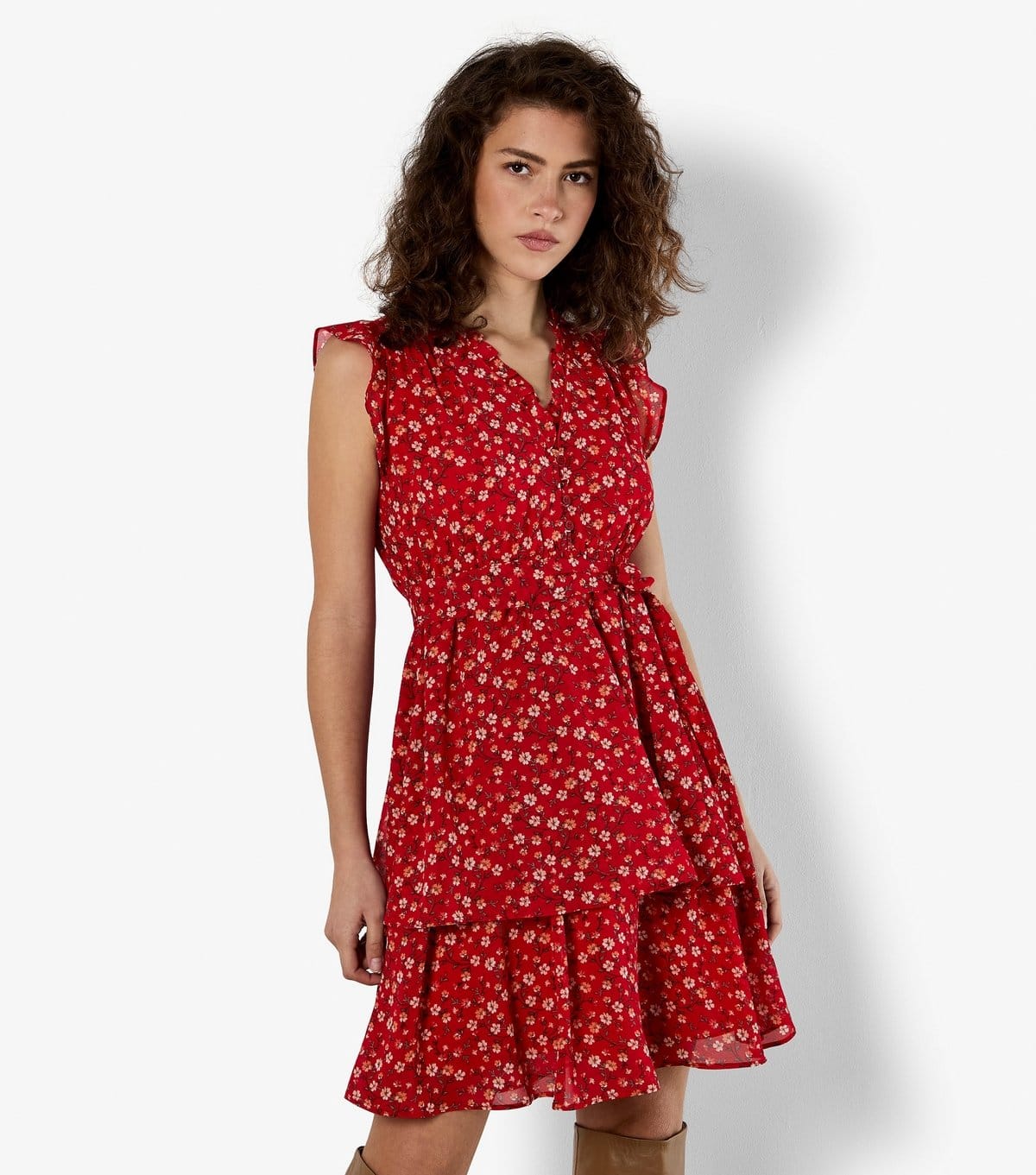 Apricot Women's Red Floral Sleeveless Mini Dress Apricot New Look - 1
