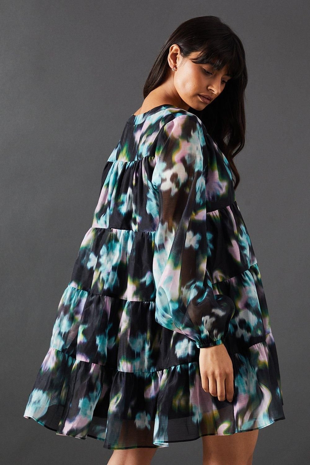 Warehouse Warehouse Women's Floral Print Organza Smock Dress - 3