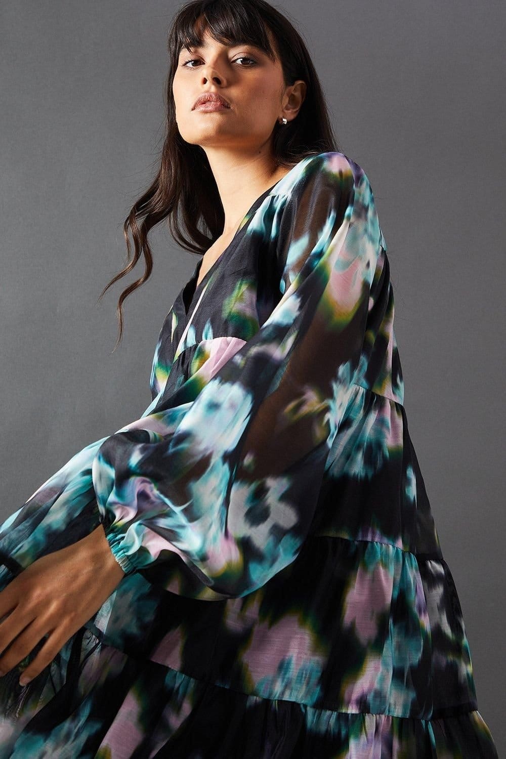 Warehouse Warehouse Women's Floral Print Organza Smock Dress - 4