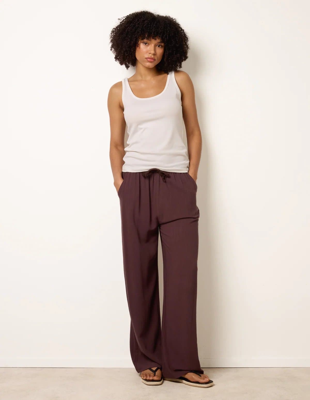 Blue Vanilla Linen-Blend Drawstring Trousers