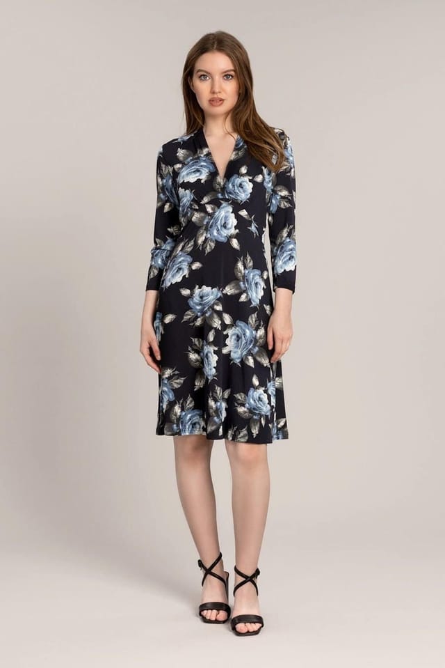 SOLO SOLO Women's Rose Midi Jersey Dress in Blue - 2