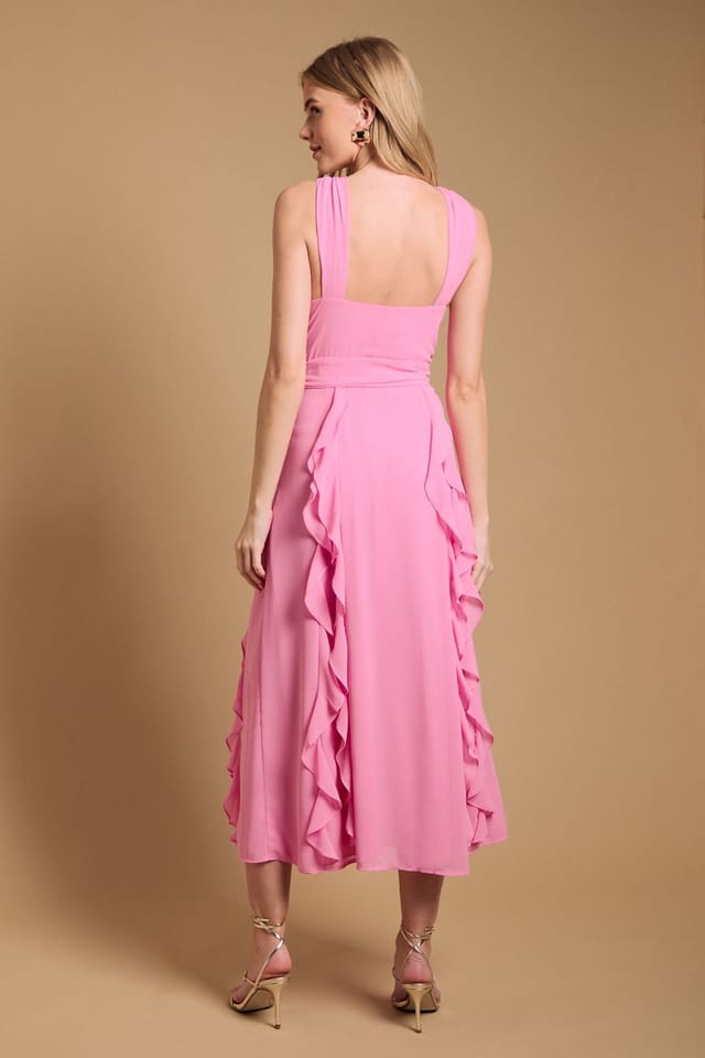 Oasis Oasis Women's Halter Neck Ruffle Maxi Dress in Pink - 3