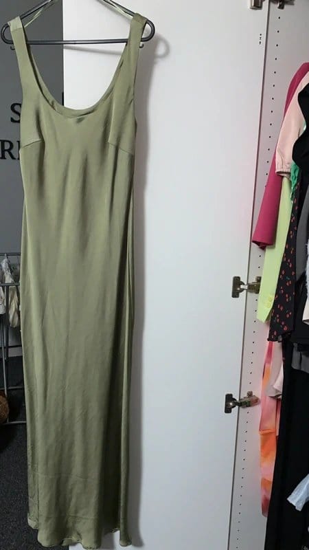 New Look Khaki Satin Midi Dress