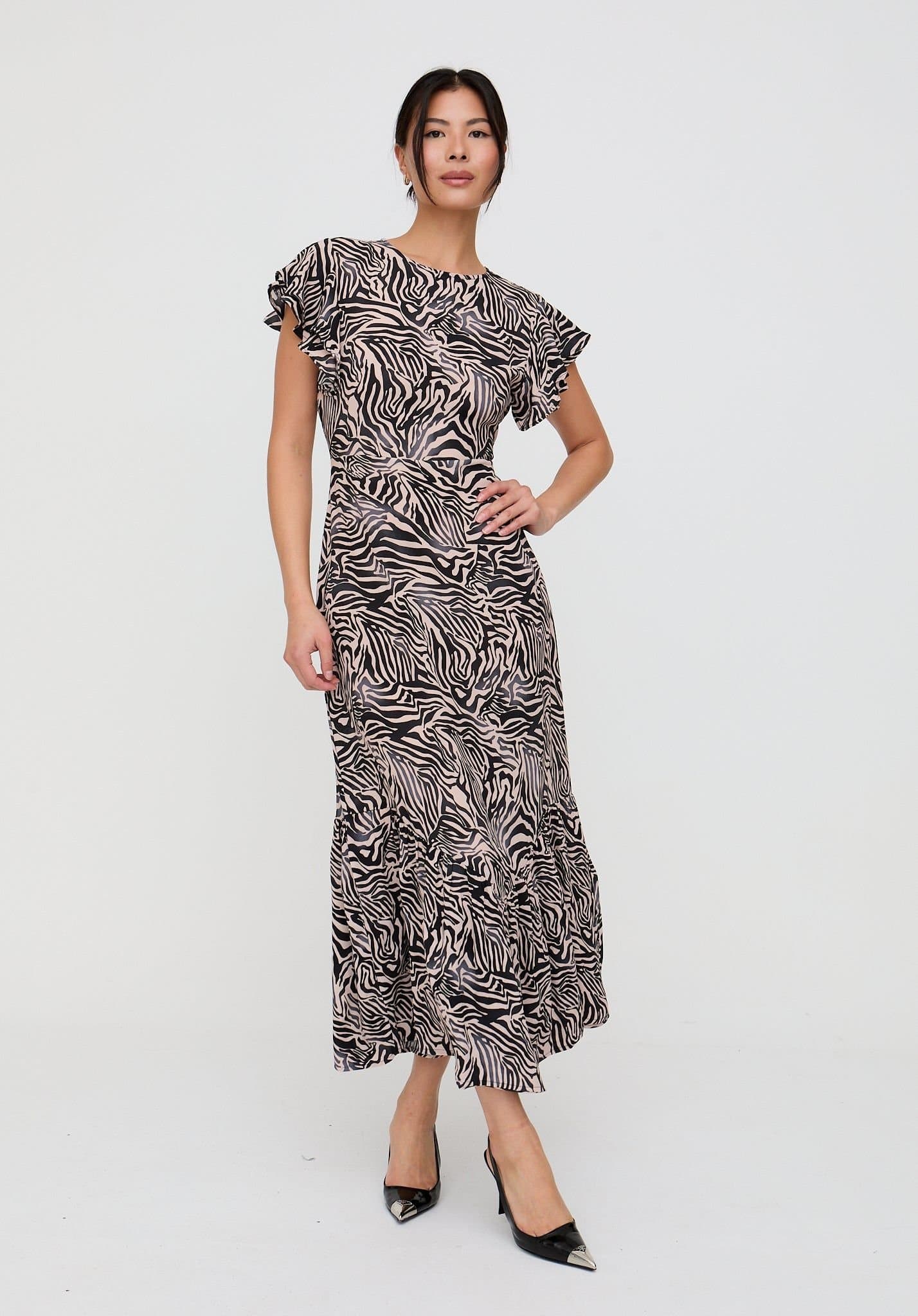 Lily and Lionel Lily and Lionel Women's Zelda Tiered Zebra Print Maxi Dress In Multi