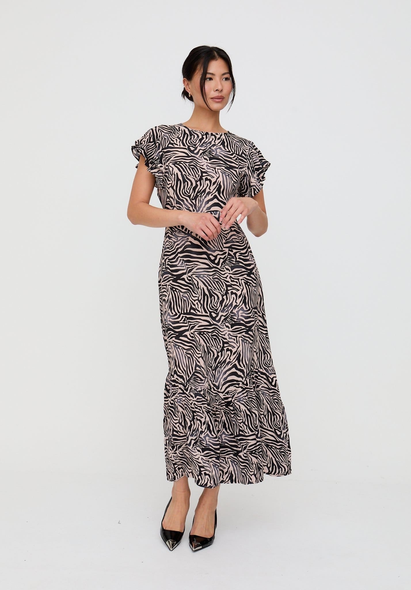 Lily and Lionel Lily and Lionel Women's Zelda Tiered Zebra Print Maxi Dress In Multi - 4