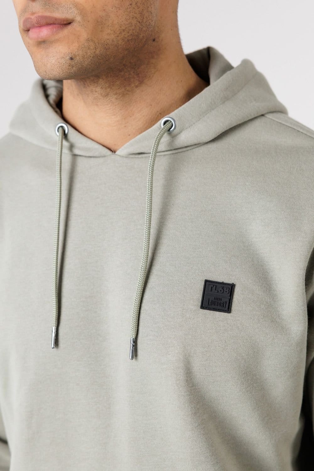 Tokyo Laundry Tokyo Laundry Men's Brushed Back Fleece Hoody with Small Chest Logo in Light Green - 4