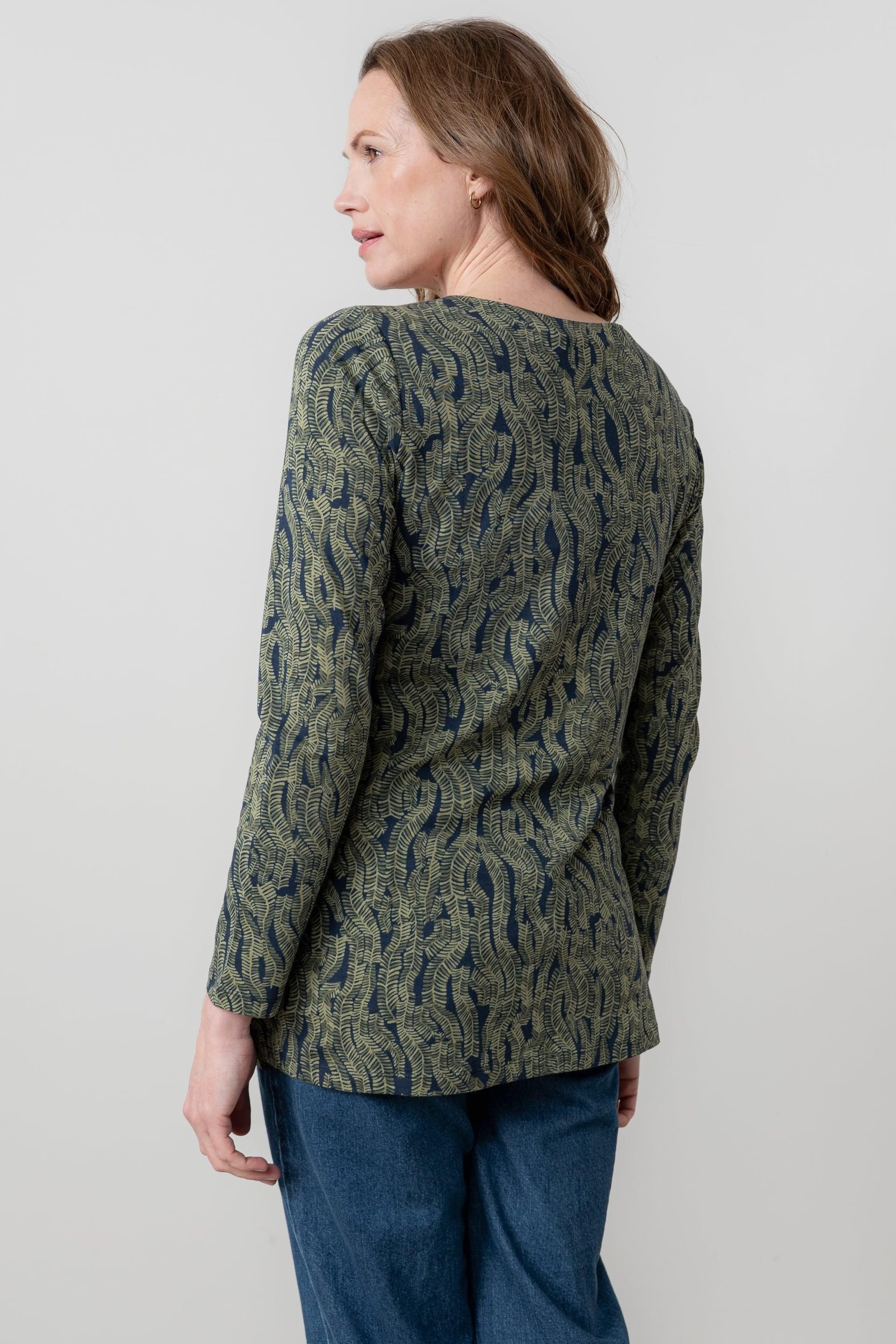 Lily & Me Lily & Me Women's Maple Notch Neckline Soft Stretch Cotton Jersey Tunic in Navy - 4