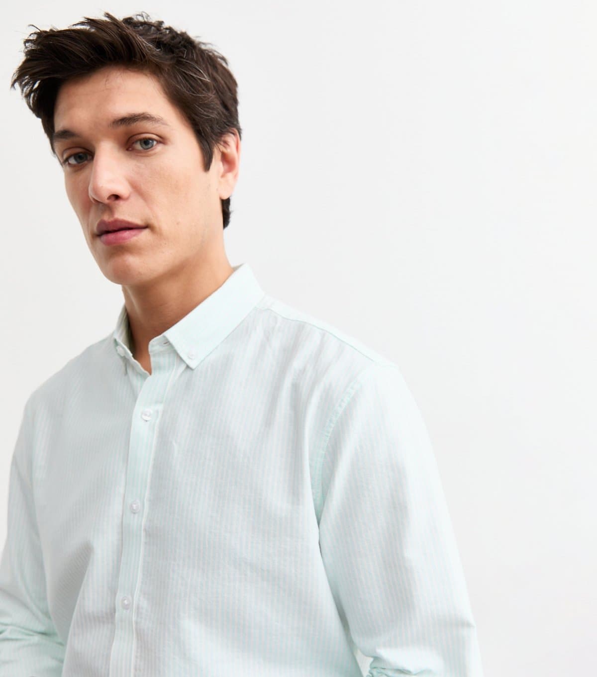 New Look Men's Light Blue Regular Striped Cotton Shirt New Look