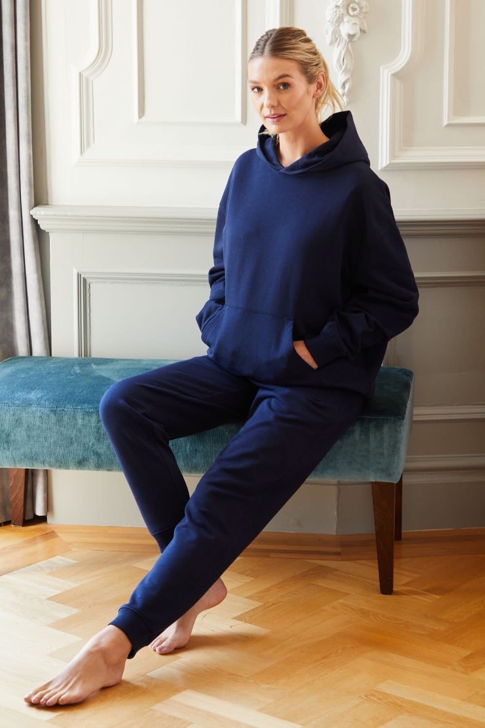 British Boxers British Boxers Women's "French Navy" Cotton Oversized Hoodie in Navy - 1